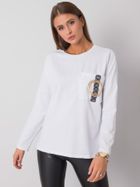 Bluzka damska z długim rękawem, oversize, biała, Relevance