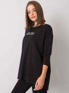 Bluzka damska z długim rękawem, oversize, czarna, Ex Moda