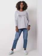 Bluzka damska z długim rękawem, oversize, szara, Relevance