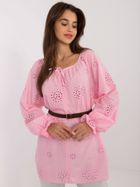 Bluzka damska z długim rękawem, różowa, Lakerta