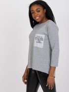 Bluzka damska z długim rękawem, szara, Ex Moda