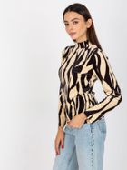 Bluzka damska z długim rękawem, welurowa, mix, Rue Paris