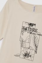 Bluzka damska z krótkim rękawem, beżowa, Moodo