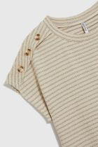 Bluzka damska z krótkim rękawem, beżowa, Moodo