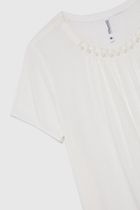 Bluzka damska z krótkim rękawem, biała, Moodo