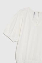 Bluzka damska z krótkim rękawem, biała, Moodo