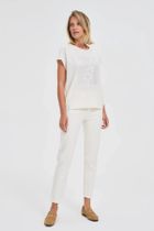 Bluzka damska z krótkim rękawem, biała, Moodo