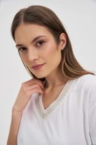 Bluzka damska z krótkim rękawem, biała, Moodo