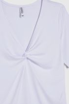 Bluzka damska z krótkim rękawem, biała, Moodo