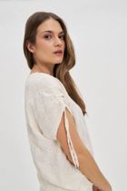 Bluzka damska z krótkim rękawem, biała, Moodo