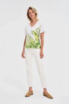 Bluzka damska z krótkim rękawem, biała, Moodo