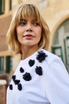 Bluzka damska z krótkim rękawem, biała, Moodo