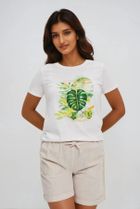 Bluzka damska z krótkim rękawem, biała, Moodo