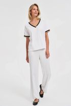 Bluzka damska z krótkim rękawem, biała, Moodo