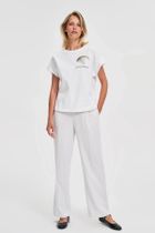 Bluzka damska z krótkim rękawem, biała, Moodo