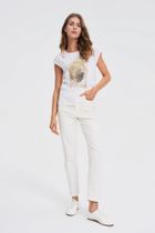 Bluzka damska z krótkim rękawem, biała, Moodo