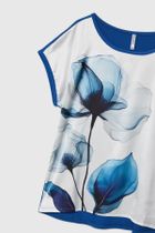 Bluzka damska z krótkim rękawem, biało-niebieska, Moodo