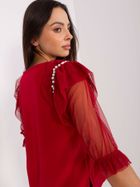 Bluzka damska z krótkim rękawem, bordowa, Lakerta