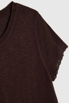 Bluzka damska z krótkim rękawem, brązowa, Moodo