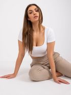 Bluzka damska z krótkim rękawem, crop top, biała, Rue Paris