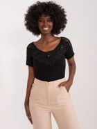 Bluzka damska z krótkim rękawem, czarna, Ambitionfly