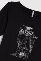 Bluzka damska z krótkim rękawem, czarna, Moodo