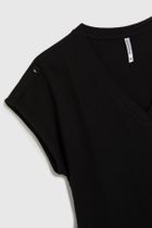 Bluzka damska z krótkim rękawem, czarna, Moodo