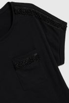 Bluzka damska z krótkim rękawem, czarna, Moodo