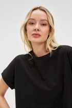 Bluzka damska z krótkim rękawem, czarna, Moodo