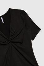 Bluzka damska z krótkim rękawem, czarna, Moodo