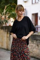 Bluzka damska z krótkim rękawem, czarna, Moodo