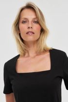 Bluzka damska z krótkim rękawem, czarna, Moodo