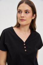 Bluzka damska z krótkim rękawem, czarna, Moodo