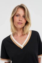 Bluzka damska z krótkim rękawem, czarna, Moodo