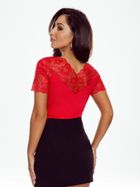 Bluzka damska z krótkim rękawem, czerwona, Firella, Eldar