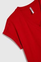 Bluzka damska z krótkim rękawem, czerwona, Moodo