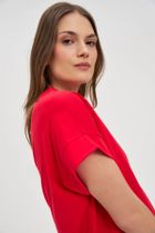 Bluzka damska z krótkim rękawem, czerwona, Moodo