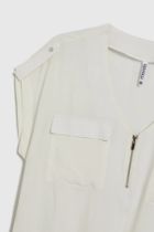 Bluzka damska z krótkim rękawem, ecru, Moodo