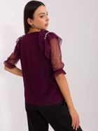 Bluzka damska z krótkim rękawem, fioletowa, Lakerta