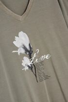 Bluzka damska z krótkim rękawem, khaki, Moodo