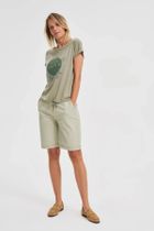 Bluzka damska z krótkim rękawem, khaki, Moodo