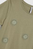 Bluzka damska z krótkim rękawem, khaki, Moodo