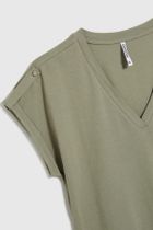 Bluzka damska z krótkim rękawem, khaki, Moodo