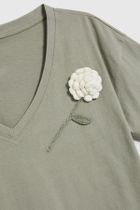 Bluzka damska z krótkim rękawem, khaki, Moodo