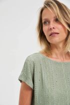 Bluzka damska z krótkim rękawem, khaki, Moodo