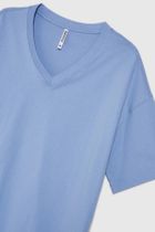 Bluzka damska z krótkim rękawem, niebieska, Moodo