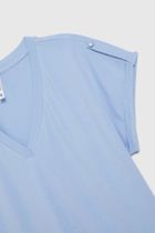 Bluzka damska z krótkim rękawem, niebieska, Moodo