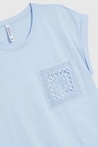 Bluzka damska z krótkim rękawem, niebieska, Moodo