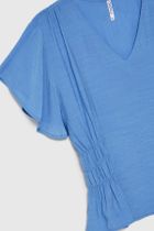 Bluzka damska z krótkim rękawem, niebieska, Moodo