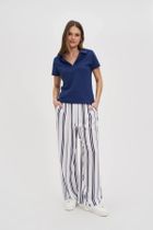 Bluzka damska z krótkim rękawem, niebieska, Moodo